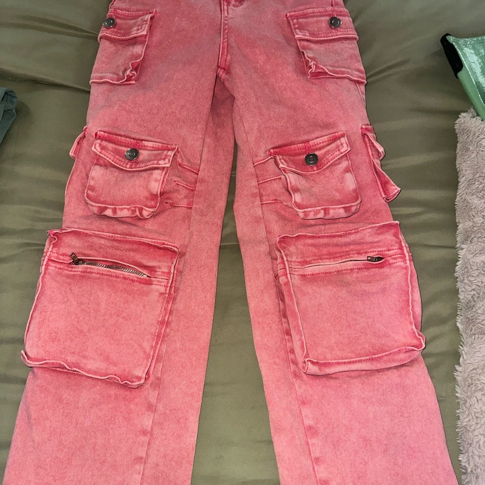 Fashion Nova Kids Pink Cargo Jeans
